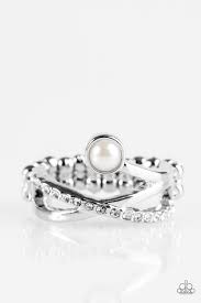 Front Glam White Skinny Band Ring
