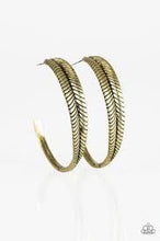 Load image into Gallery viewer, Funky Feathers Brass Hoops