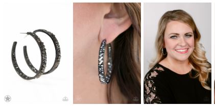 GLITZY By Association Black Hoop Blockbuster Earrings - Angie's $5.00 Bling