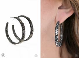 GLITZY By Association Gunmetal Hoop Blockbuster Earrings - Angie's $5.00 Bling