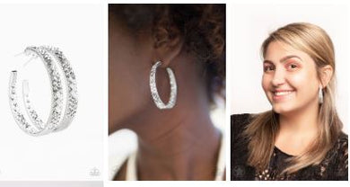 GLITZY by Association White Hoop Blockbuster Earrings - Angie's $5.00 Bling