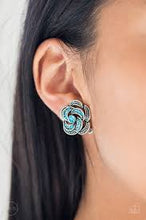 Load image into Gallery viewer, Garden Glitter Blue Clip On Earrings