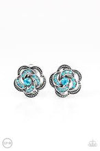 Load image into Gallery viewer, Garden Glitter Blue Clip On Earrings