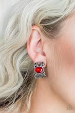Load image into Gallery viewer, Glamorously Grand Duches Red Clip On Earrings