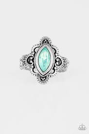 Glass Half Colorful Green Skinny Band Ring