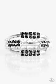 Glitter-Topia Black Skinny Band Ring - Angie's $5.00 Bling