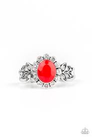 Glitter Garden Red Skinny Band Ring