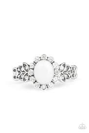 Glitter Garden White Skinny Band Ring