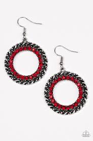 Grunge and Glitter Red Earrings