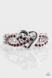 Heavenly Heart  Red Skinny Band Ring