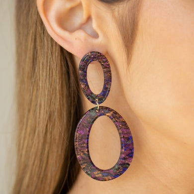 Hey, Hot Rod Dark Multi Acrylic Earrings - Angie's $5.00 Bling