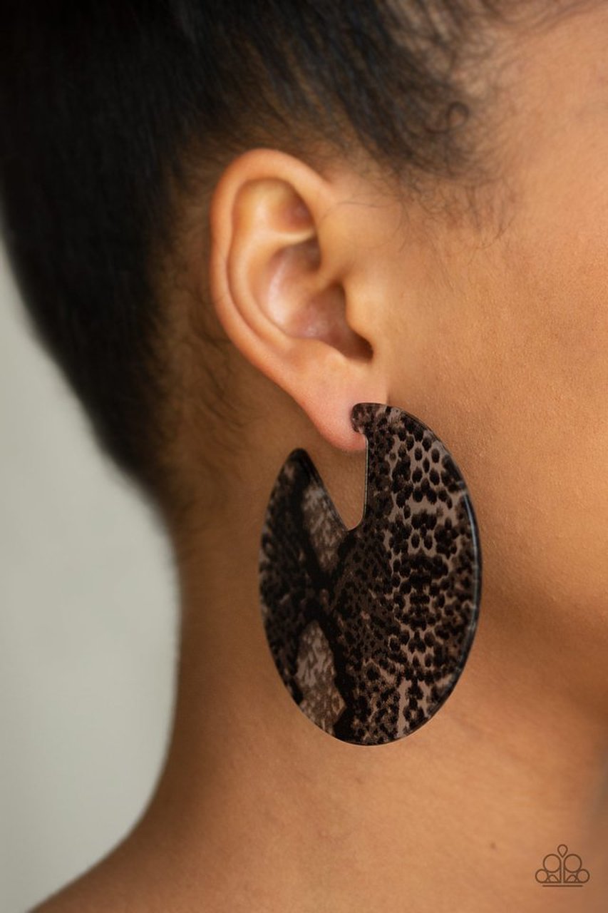 Hit or Hiss Black Acrylic Hoop Earrings - Angie's $5.00 Bling