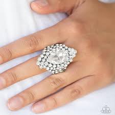 Hollywood Heiress White Ring - Angie's $5.00 Bling