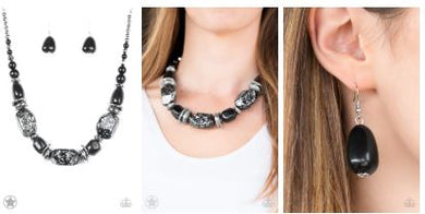 In Good Glazes Black Blockbuster Necklace & Glaze of Glory Black Blockbuster Bracelet Set - Angie's $5.00 Bling
