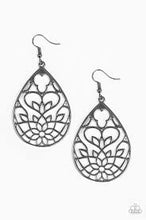 Load image into Gallery viewer, Lovely Lotus Black Earrings