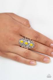 Mayan Motif Yellow Ring - Angie's $5.00 Bling