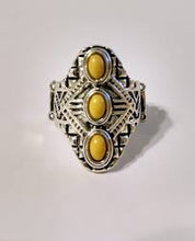 Load image into Gallery viewer, Mayan Motif Yellow Ring - Angie&#39;s $5.00 Bling