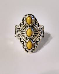 Mayan Motif Yellow Ring - Angie's $5.00 Bling