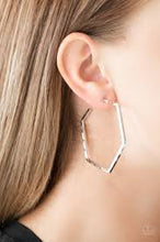 Load image into Gallery viewer, Metro Metric Silver Hoop Earrings