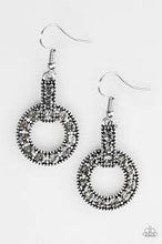 Load image into Gallery viewer, Midnight Ball Silver Hoop Earrings