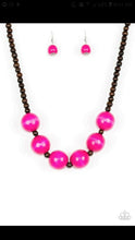 Load image into Gallery viewer, Oh My Miami Pink Wood Necklace