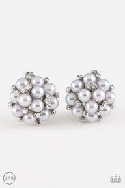 Par Pearl Silver Clip On Earrings