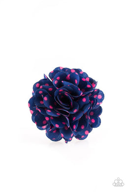 Polka and Petals Blue/Pink Hair Clip