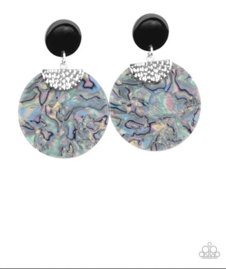 Really Retro-politan Silver Acrylic Earrings