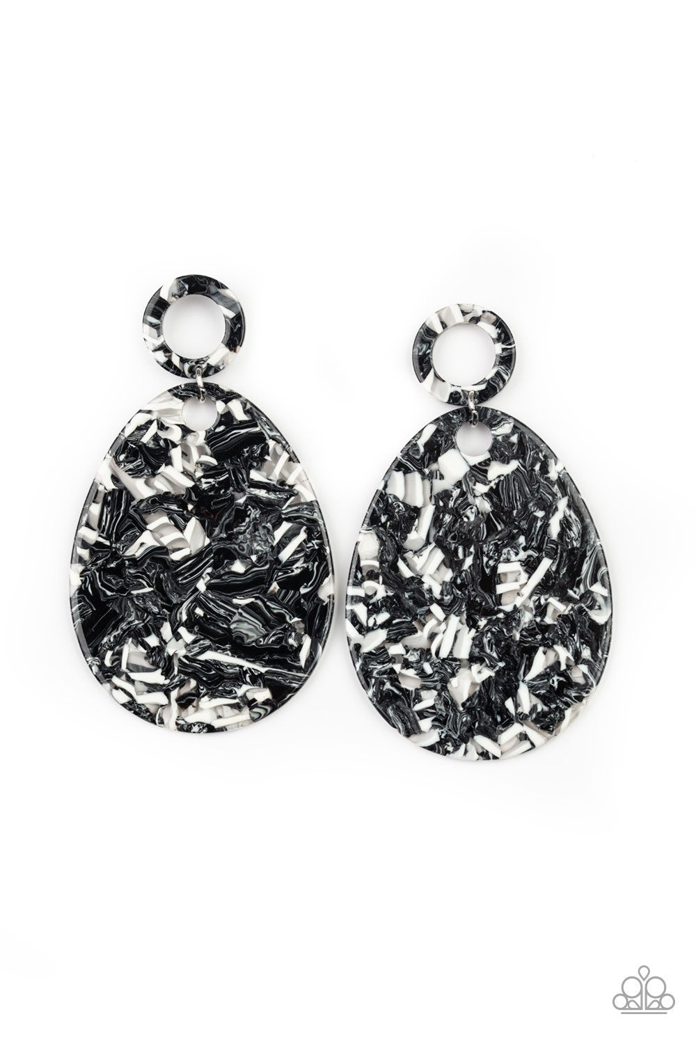 Retro-politan Black Acrylic Earrings