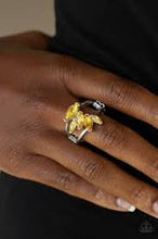 Load image into Gallery viewer, Rhinestone Stunner Yellow Skinny Band Ring