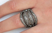 Load image into Gallery viewer, Roll Out the Diamonds Black Ring - Angie's $5.00 Bling
