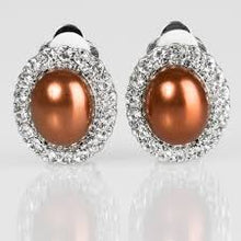 Load image into Gallery viewer, Romantically Regal Brown Clip On Earrings