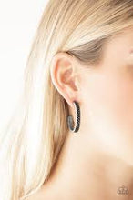 Load image into Gallery viewer, Rugged Retro Silver Hoop Earrings