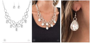 Show Stopping Shimmer White Blockbuster Necklace - Angie's $5.00 Bling