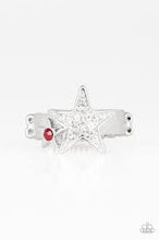 Load image into Gallery viewer, Star Spangled Starlet Red Skinny Band Ring