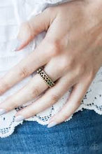 Load image into Gallery viewer, Thunder and Lightning Brass Skinny Band Ring