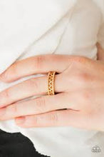 Load image into Gallery viewer, Thunder and Lightning Gold Skinny Band Ring