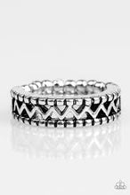 Load image into Gallery viewer, Thunder and Lightning Silver Skinny Band Ring