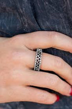 Load image into Gallery viewer, Thunder and Lightning Silver Skinny Band Ring