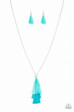 Load image into Gallery viewer, Triple the Tassel Blue Necklace