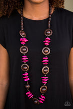 Load image into Gallery viewer, Tropical Tango Pink Wood Necklace