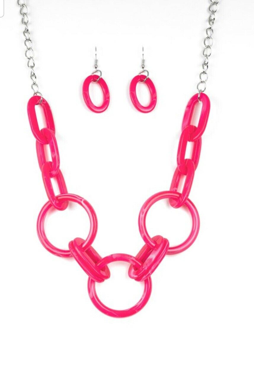Turn Up the Heat Pink Acrylic Necklace
