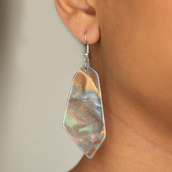 Walking On WATERCOLORS Dark Multi Acrylic Earrings - Angie's $5.00 Bling