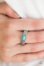 Load image into Gallery viewer, Zebra Zen Blue Skinny Band Ring