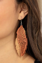 Load image into Gallery viewer, Winging Off the Hook Brown Leather Earrings
