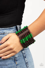 Load image into Gallery viewer, Vacay Vogue Green Wood Bracelet