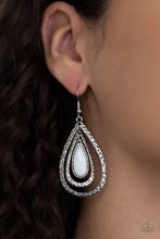 Load image into Gallery viewer, Teardrop Torrent White Earrings