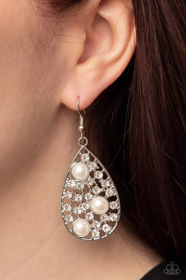 Bauble Burst White Earrings