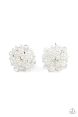 Bunches of Bubbly White Seed Bead Post Earrings