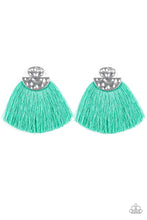 Load image into Gallery viewer, Make Some Plume Green Tassel Earrings